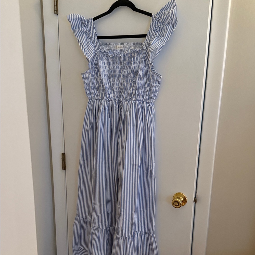 Mud Pie Adult Blue and White Striped Dress